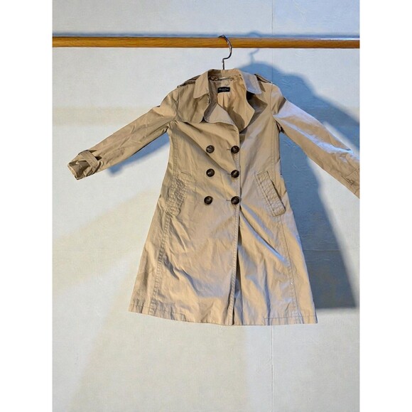 Massimo Dutti Beige Trench Coat Double-Breasted Belted Size M Vintage - Picture 1 of 12